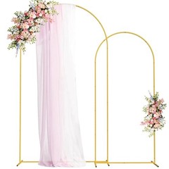 Metal Arch Backdrop Stand Set of 2 Wedding Arch Stand 7.2FT & 7.2FT, 6FT Gold