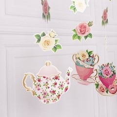 8 pcs 40″ ASSORTED Double Sided Floral Tea Paper Hanging Garlands Decorations