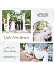 10 Chiffon Wedding Arch Decorative Drape Curtain Panel White 157.5 x 27.6 in