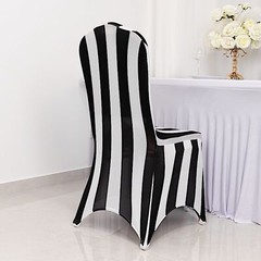 Black White Striped Premium Spandex Stretchable Banquet CHAIR COVER Party Events