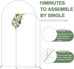 Set of 2 Metal Arch Backdrop Balloon Stand Decor for Wedding Birthday 7.3FT&6FT