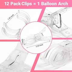 12 Pack Balloon Arch Clips – 3.5 Inch Clear Clips for Backdrop Stand –