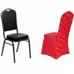 Red Satin Rosette SPANDEX Stretchable Banquet CHAIR COVER Wedding