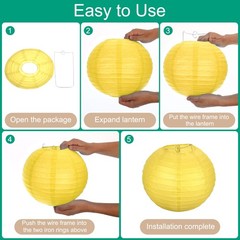 3 Pcs Yellow Round Paper Lanterns 14 Inch Paper Lantern Party Decorations