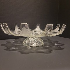 Pedestal Footed Cake Plate Stand Floral Crown Beautiful Base Glass