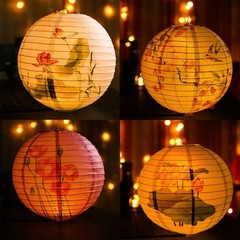Paper Lantern Chinese Japanese Style Decor Flower Printed Wedding Party