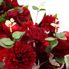 Elegant Red Floral Arrangement Row Wedding Backdrop Staircase Fence Decoration
