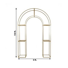 3D GOLD Metal Wedding Arch Backdrop Stand with Round Top Wedding Events Party
