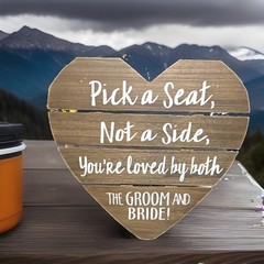Wedding Heart Standing Venue Sign “Pick a Seat Not a Side” Hobby Lobby