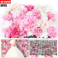 8pcs Rose Flower Wall Panels , Artificial Silk Wedding Supply Decor Party Floral