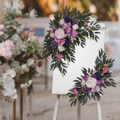 Wedding Arch Artificial Flower Panels 2-Pack Purple Pink White Green