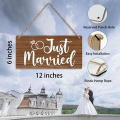 Just Married Sign Wall Hanging – Just Married Decorations Wedding Accessories –