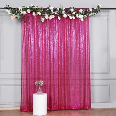 FUCHSIA 8 ft x 8 ft Sequined Backdrop Curtain Wedding Party Booth Decorations