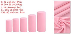 Set of 5 Cylinder Spandex Stand Covers, Light Pink, Elastic Fabric