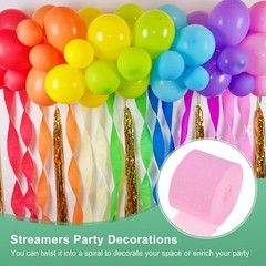 6-Rolls 492ft Crepe Paper Streamer for Art [3 Colors-1.8 Inch x 82 Ft/Roll]