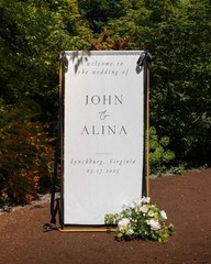 Modern Fabric Wedding Welcome Sign Custom Linen Ceremony Sign Decor
