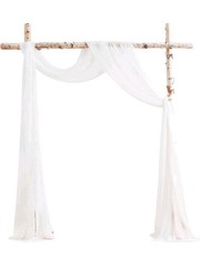 10 Chiffon Wedding Arch Decorative Drape Curtain Panel White 157.5 x 27.6 in