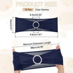 10 Pack Chair Sashes Stretch Chair Cover Band Bows Cover Band Navy Blue]