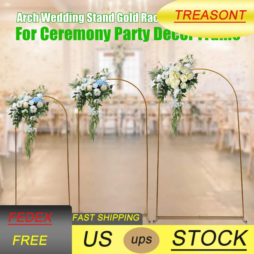 3 Pcs Arch Backdrop Stand Wedding Backdrop Gold Stand For Wedding Ceremony Metal
