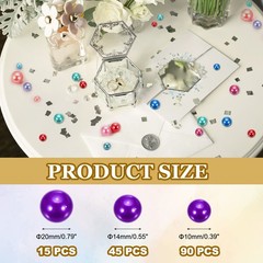 150 Pcs Pearl Bead for Vase Filler, 20/14/10mm Floating Beads(Dark Purple)