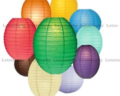 12 pcs Rainbow Round Mixed Size Paper Lantern LED Light Wedding Party decoration