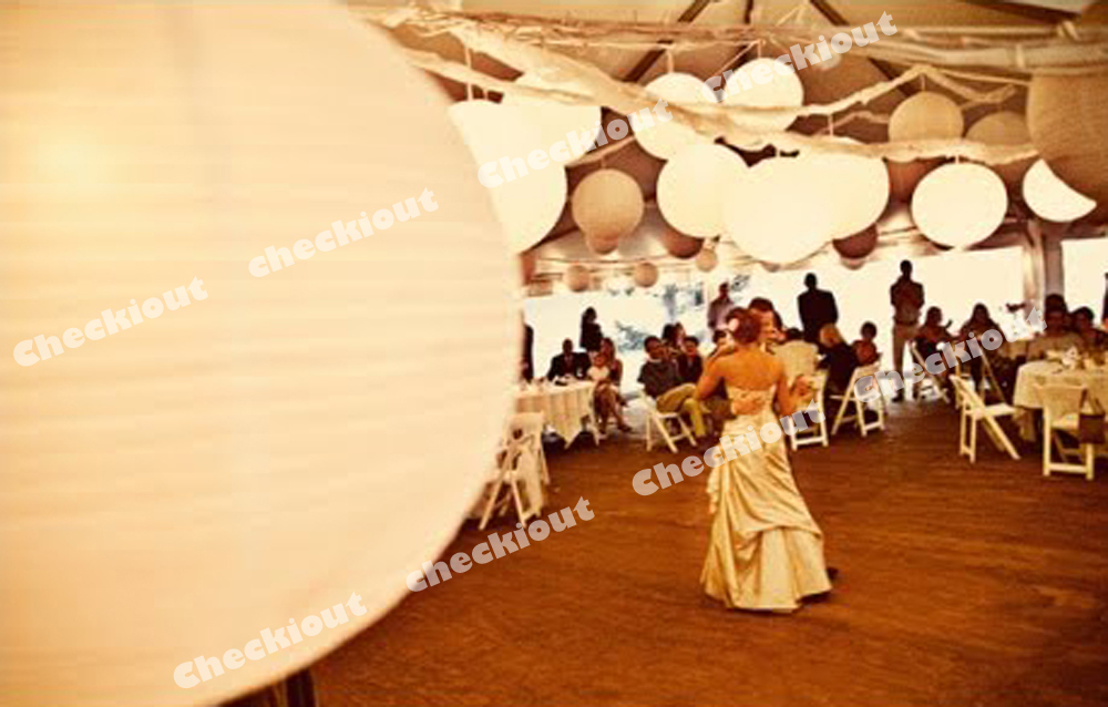 Round White Paper Lanterns + LED Light Wedding BirthdayParty Decoration Supplies