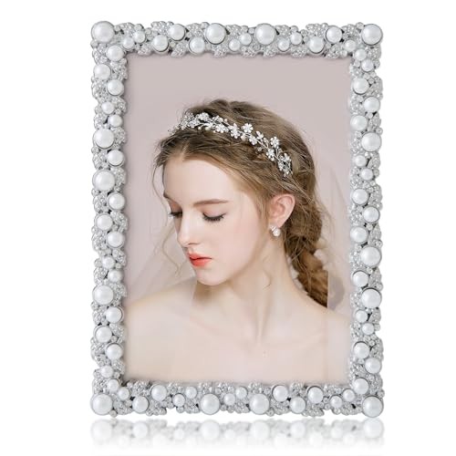 5×7 Picture Frame, Wedding Picture Frame for Metal Frame with 5X7 Pearl White