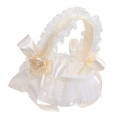 Ribbon Bowknot Flower Girl Basket for Wedding Floral Arrangement Anniversary
