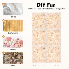 40x60cm Artificial Fake Flower Wall Panel Banquet Wedding &Party Decor 6pc