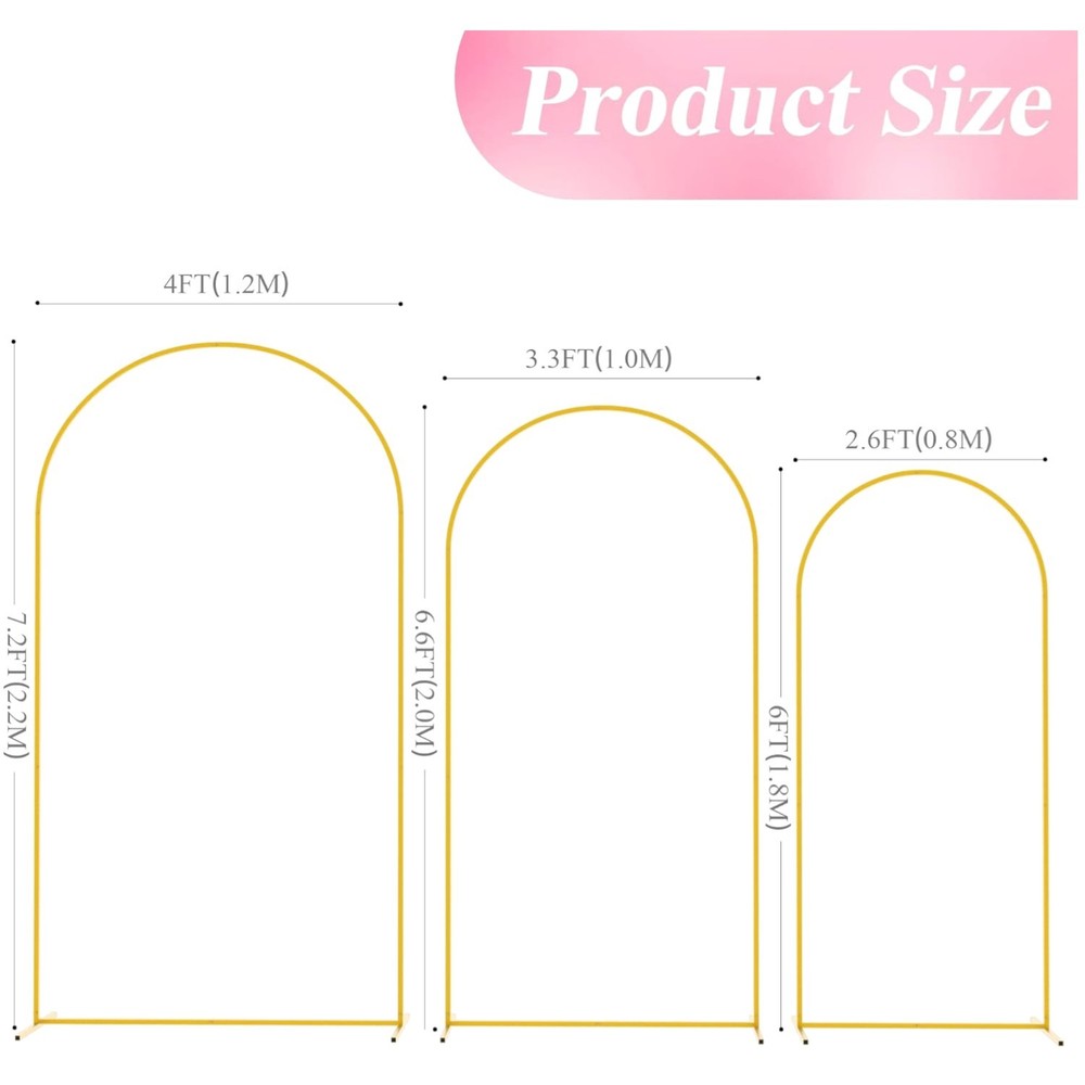 Elegant 7.2FT Gold Arch Backdrop Stand#