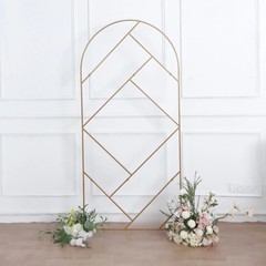 7 ft Gold Round Top Geometric Metal Wedding Backdrop Stand Party Events Supplies