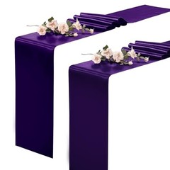 2 Pack Table Runners 12 x 108 Inch, Rectangular Smooth Satin Silk 2Pack Purple