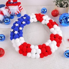 Ball Wreath in Red Blue White for Independence Day For Home Party Decor