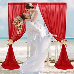 Wedding Arch Draping Fabric Sheer Fabric for 29″W x 240″L (Pack of 1) Red