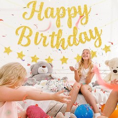 Gold Glitter Happy Birthday Banner for Adult/Kids Birthday Party Decorations …