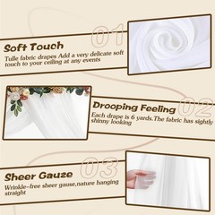 Wedding Arch Draping Fabric 4/8/12 Panels 20Ft Drapes Arbor Ceremony Swag Decor