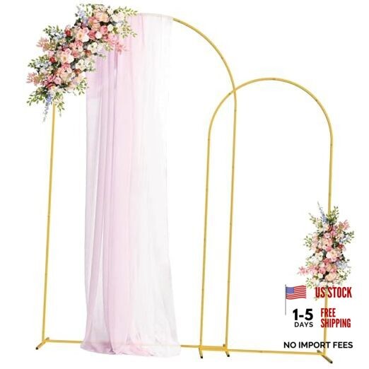 Metal Arch Backdrop Stand Set of 2 Wedding Arch Stand 7.2FT & 7.2FT, 6FT Gold