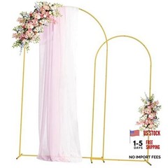Metal Arch Backdrop Stand Set of 2 Wedding Arch Stand 7.2FT & 7.2FT, 6FT Gold
