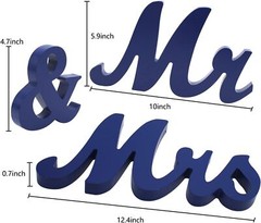 Navy blue Mr Mrs Sign for Wedding Table, Large and Wooden Dark