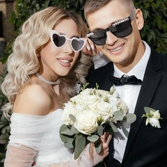 Elegant Just Married Decorations – UV Protected Sunglasses for Weddings, 2 Pair