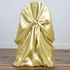 6 Champagne SATIN UNIVERSAL CHAIR COVER Wedding Banquet Reception Decorations