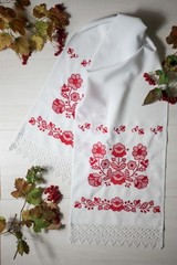 Ukrainian Wedding Rushnyk Set 4 Pcs Red Embroidered Ceremony Towels