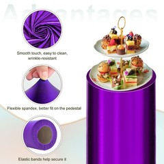 Set of 5 Cylinder Spandex Stand Covers, Purple, Foil Fabric