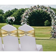 Gold Chair Sashes Stretch Fit Spandex Wedding Banquet Party Decoration 50 Pack