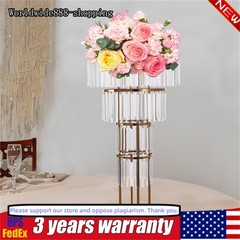 Wedding Gold Crystal Flower Stand, Round Pedestal Stand, Crystal Flower Stand