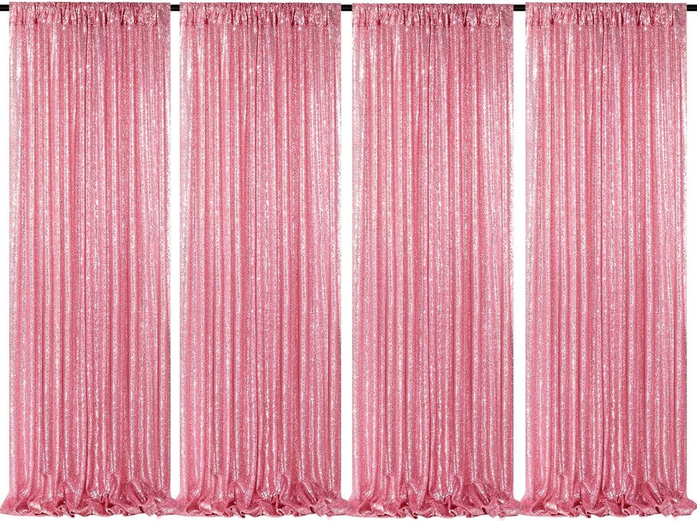 Backdrop Curtain Drapes 4 Pieces 2FTx8FT Blush Pink Wedding Backdrop Bridal