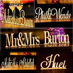 Personalised Mr & Mrs + Custom MEDIUM LARGE Wooden Name MDF Plaques Sign Wedding