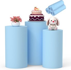 Cylinder Pedestal Stand Covers Set of 3 Multicolor for Party Decor
