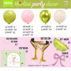 A Tini Bit Older balloon garland arch kit with Pink oilve green balloons Lemo…