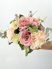 Blush Pink Rose Bridal Bouquet, Dusty Rose Wedding Flowers, Silk Flower Bouquet